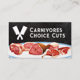 Variety Cut Meats on Plate   Butcher Business Card