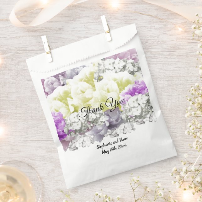 Variety Floral Bouquet Thank You Favor Bag (Clipped)