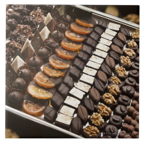 Variety of Artisanal Chocolate Pralines Tile