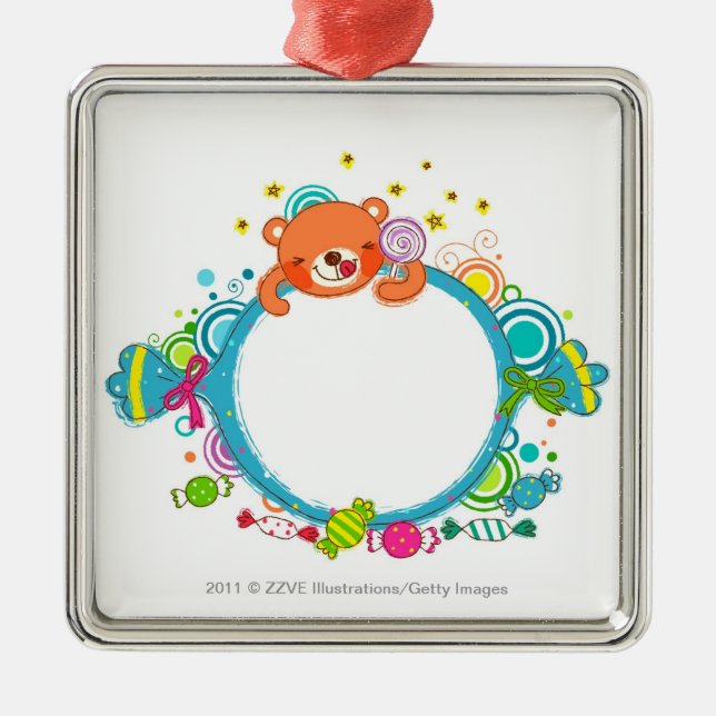 Variety of candies metal ornament (Front)