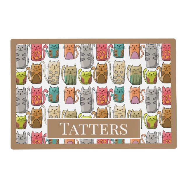 Variety Of Cats Personalized Reversible Placemat (Front)