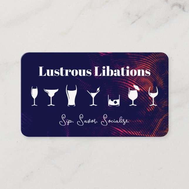 Variety of Cocktail Glasses | Bar Lounge Business Card (Front)