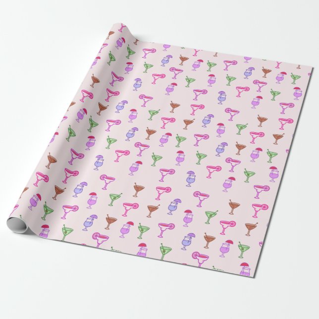 variety of cocktails on pink wrapping paper (Unrolled)