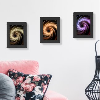Variety of Color Swirl Across Black Wall Art Sets
