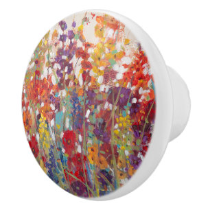 Variety of Flowers Ceramic Knob