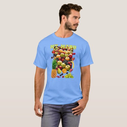 Variety of fresh fruits with a slogan T_Shirt