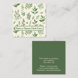 Variety of herb plants square business card