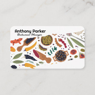 Variety of Herbs Spices and Seeds Culinary Business Card