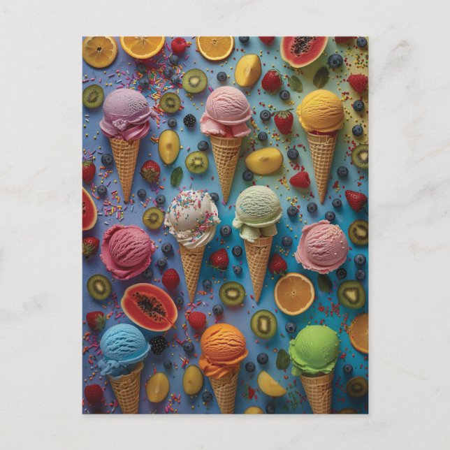 Variety of ice cream flavors postcard (Front)