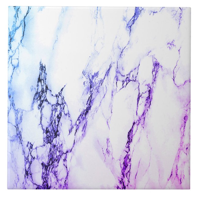 Variety of Purples and Blueish  Vein Marble Look Ceramic Tile (Front)