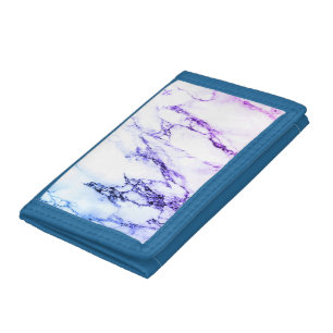 Variety of Purples and Blueish Vein Marble Look Trifold Wallet