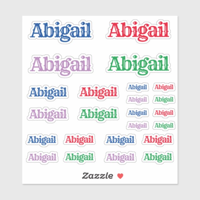 Variety of Sizes of the Name Abigail Sticker (Sheet)