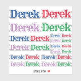Variety of Sizes of the Name Derek Sticker