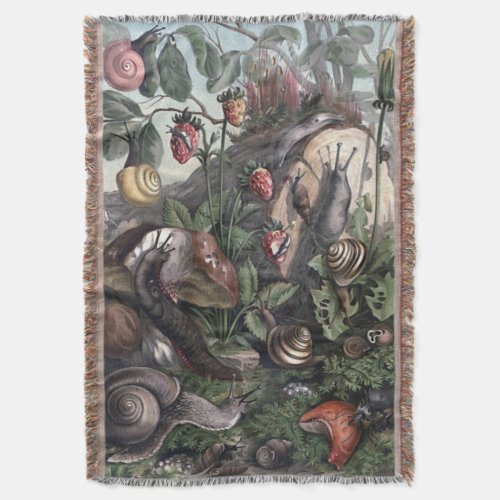 Variety of Snails and Slugs Cottagecore Throw Blanket