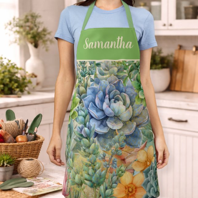 Variety Of Succulents Personalized Apron (Creator Uploaded)