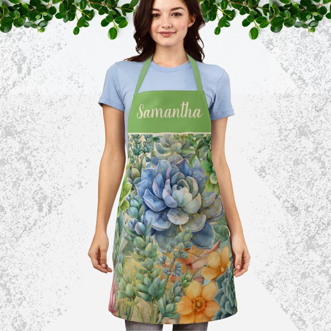 Variety Of Succulents Personalized Apron (Creator Uploaded)