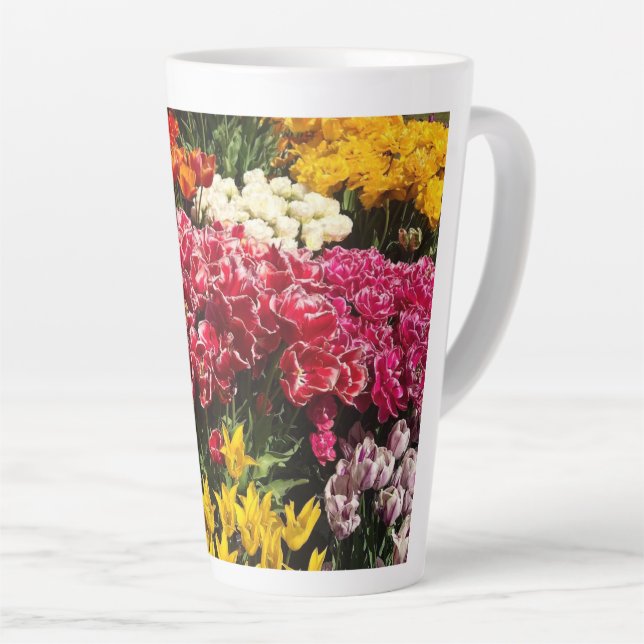 Variety of Tulips Latte Mug (Right Angle)