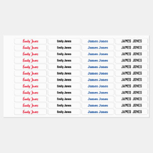 Variety Of Typography Names Blue Black Red Iron on Kids' Labels