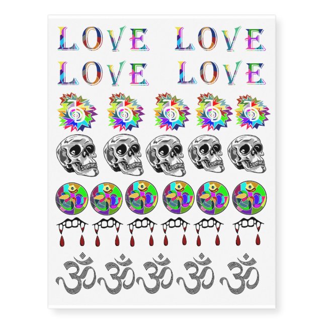 Variety Pack of 29 Temporary Tattoos (Front)