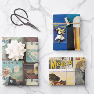 Variety Pack of three (3) designs of Wrapping Paper Sheets