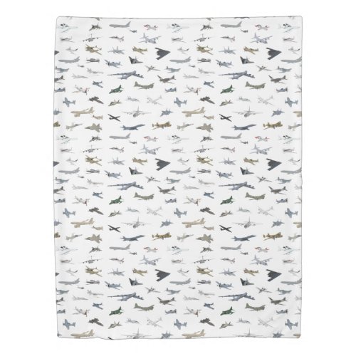 Various American Military Airplanes Duvet Cover