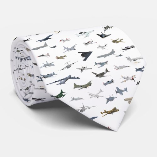 Various American Military Airplanes Neck Tie