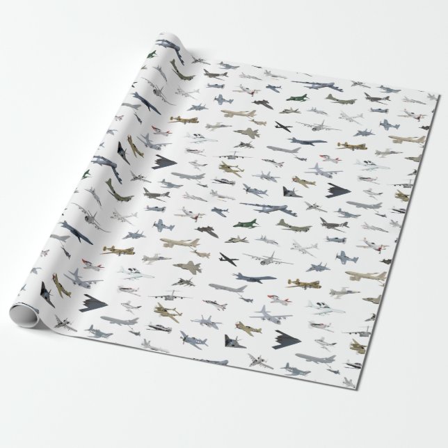 Various American Military Airplanes Wrapping Paper (Unrolled)
