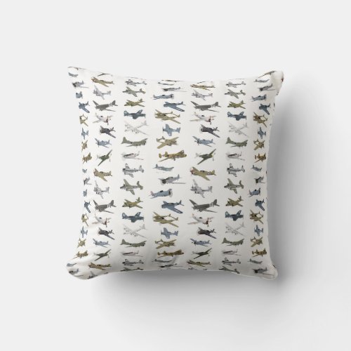Various American WW2 Airplanes Throw Pillow