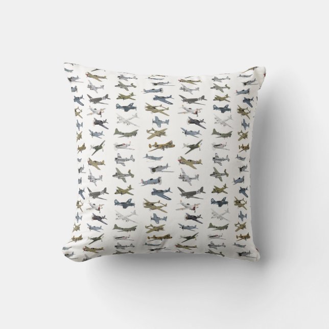 Various American WW2 Airplanes Throw Pillow (Front)