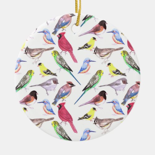 Various birds in watercolor_ cute pet birds ceramic ornament