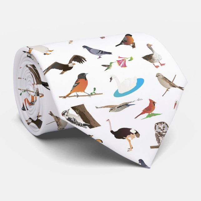 Various Birds Neck Tie (Rolled)