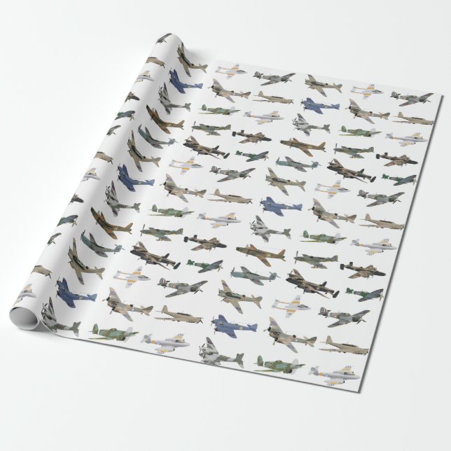 Various British WW2 Airplanes Wrapping Paper (Unrolled)