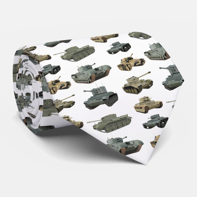 Various British WW2 Tanks Neck Tie (Rolled)