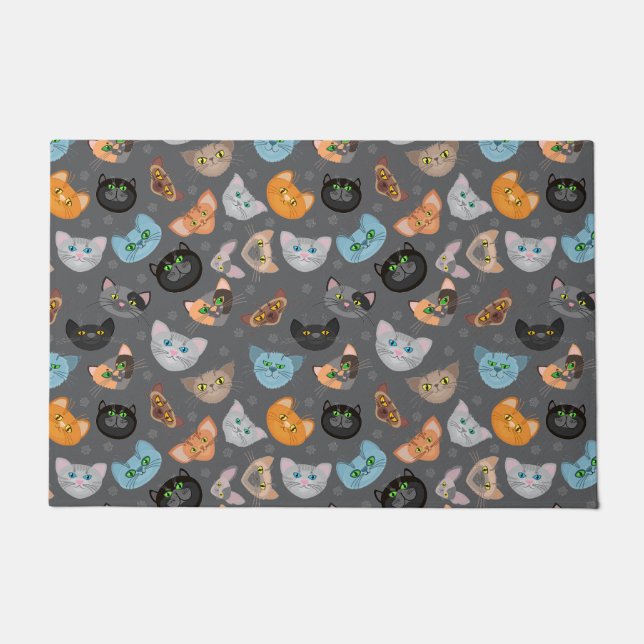 Various cat faces pattern doormat (Front)