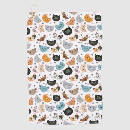 Various cat faces pattern golf towel