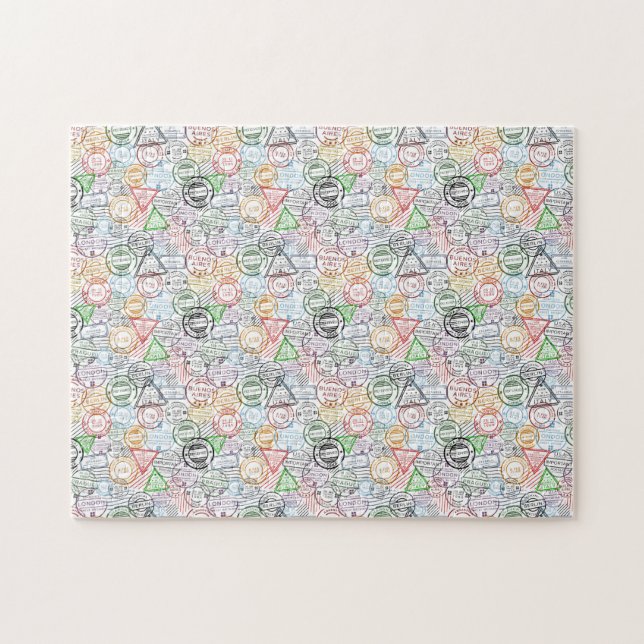 Various cities retro postal markings pattern jigsaw puzzle (Horizontal)