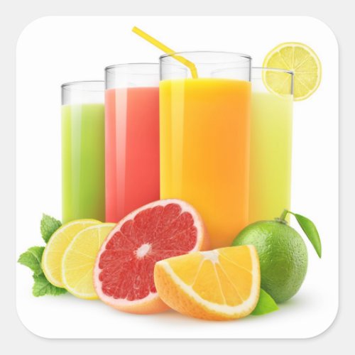 Various citrus juices square sticker