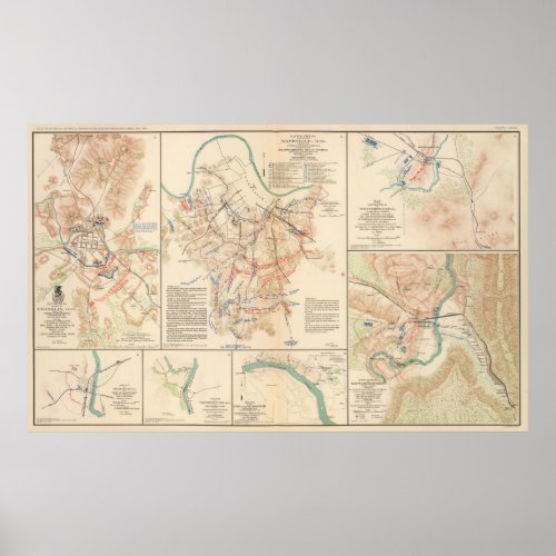 Various Civil War Battlefields Vintage Map 1895 Poster