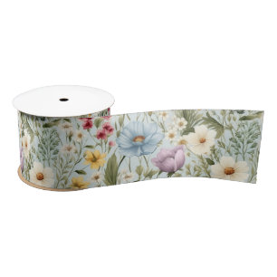 Various colored wildflower satin ribbon