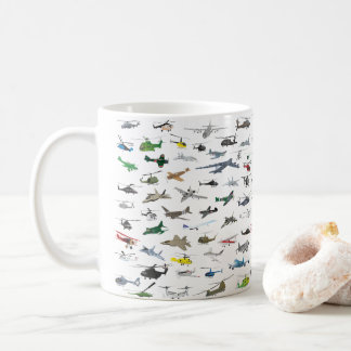 Various Colorful Airplanes and Helicopters Coffee Mug