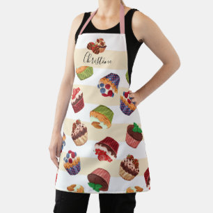 Various colorful cupcakes pattern custom apron