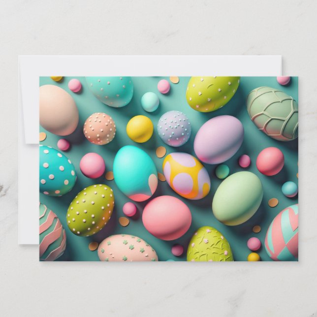 Various Colorful Cute Easter Eggs Holiday Card (Front)