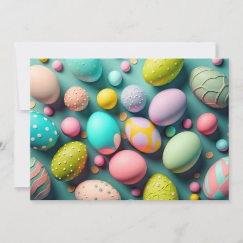 Various Colorful Cute Easter Eggs Holiday Card
