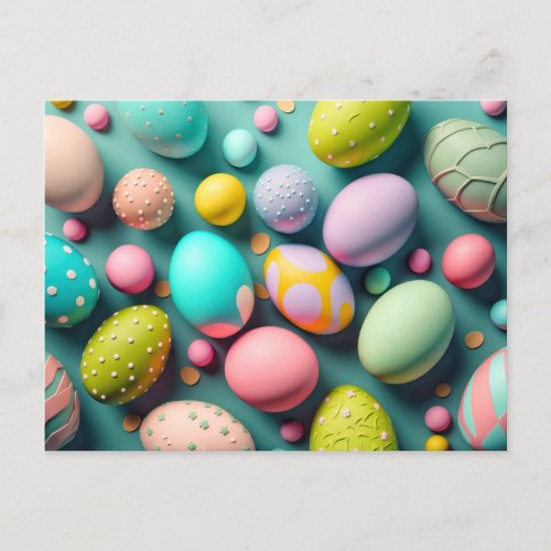 Various Colorful Cute Easter Eggs Postcard
