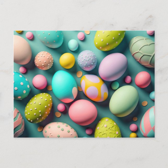 Various Colorful Cute Easter Eggs Postcard (Front)