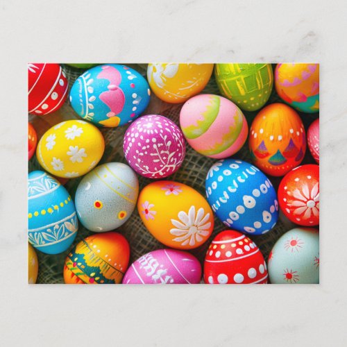 Various Colorful Cute Easter Eggs Postcard