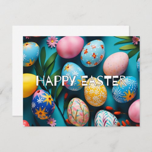 Various Colorful Festive Easter Eggs Holiday Card