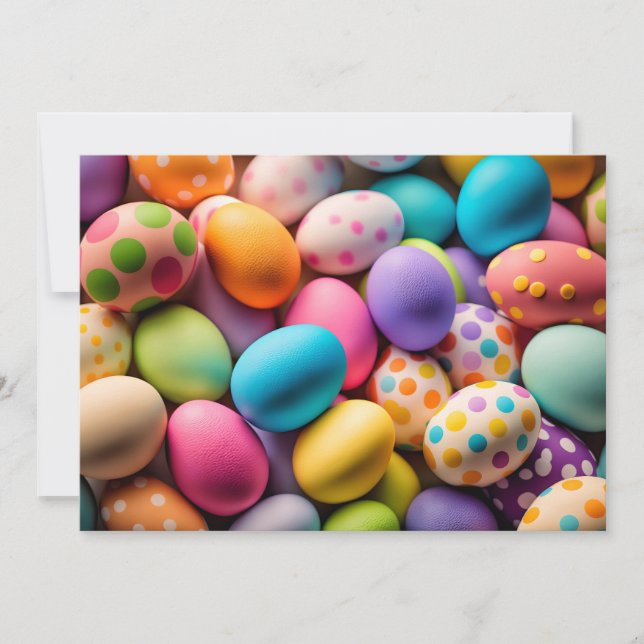 Various Colorful Happy Easter Eggs Holiday Card (Front)