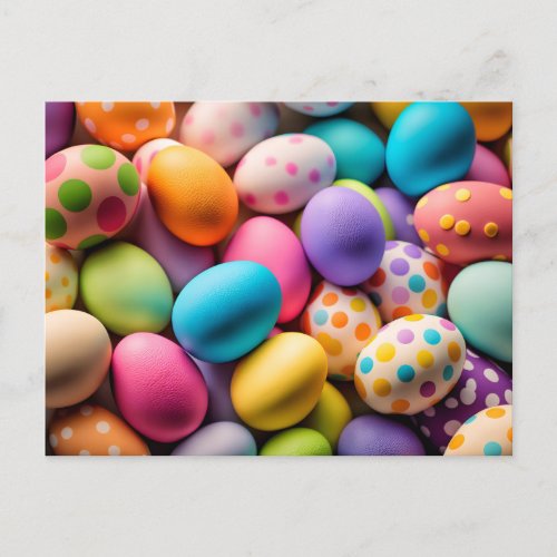 Various Colorful Happy Easter Eggs Postcard