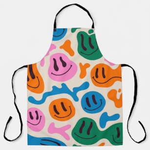 Various colorful melting smiling Faces. Lava lamp, Apron